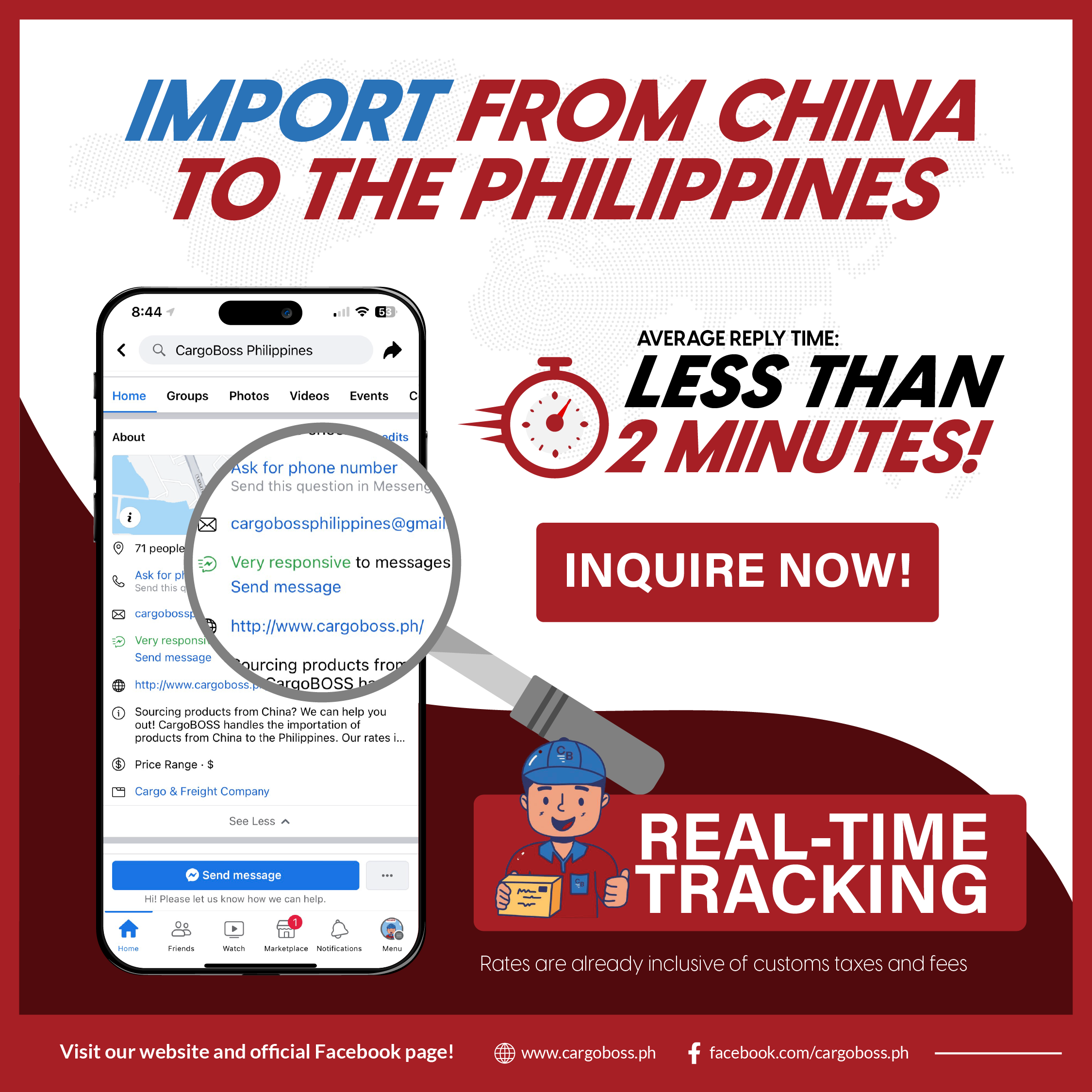 For inquiries, you may reach us through our Facebook Chat Support
